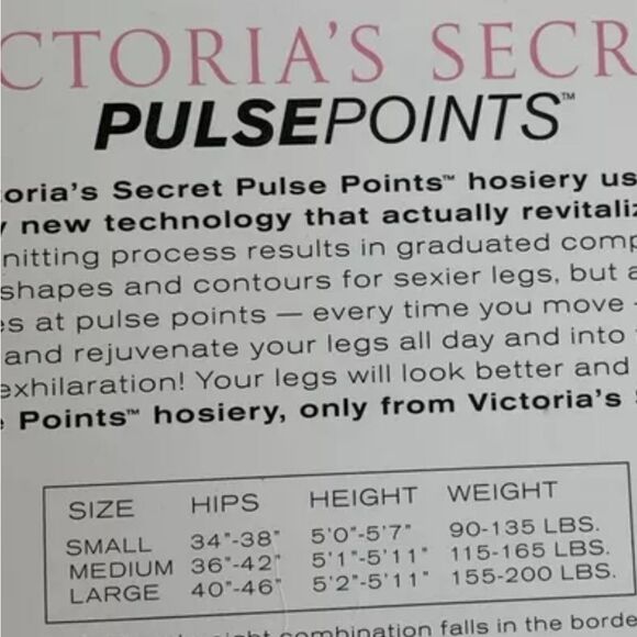 Victoria's Secret PulsePoints Compression Level 1 Panty Hose Navy Small Vtg New - Picture 4 of 6